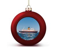 Ocean Ship Christmas Tree Ornaments 1.6 Inch Shatterproof Pc Plastic Balls with Lanyard Baubles Hanging Christmas Ball Ornaments for Xmas Tree Holiday Party Wedding Home Decorations-red