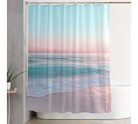 Ocean Shower Curtain Landscape Curtains with Plastic Hooks and Weighted Hem, Waterproof Quick-Drying Fabric, Washable, Decoration Lightweight Bath Screen for Bathroom Wet Room Tub 300x200 cm 3Y-560