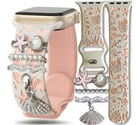 Ocean Silicone Pink Band With Charms Compatible Apple Watch Women 46mm