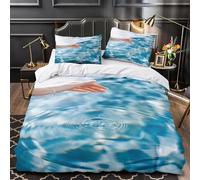 Ocean Single Duvet Cover Sets 3D Printed Blue Waters 3pcs Bedding Set Brushed Microfiber Quilt Cover 135x200 with Zipper Closure for Teens and Adults with 2 Pillowcases a-61