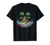 Ocean Splash Palm Tree Island Summer Fantasy T-Shirt