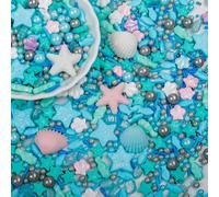 Ocean Sprinkles for Cake Decorating - Edible Shell, Seahorse, Starfish, Fish & Pearl Sugar Mix for Ice Cream Toppings, Donuts, Cupcakes & Cookies Baking - Nautical Under the Sea Baking Decorations