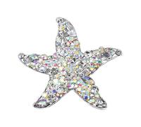 Ocean Starfish Brooch Pin Imitation Pearl Beaded Sea Star Starfish Brooches Lapel Pins for Women Dress Accessories, Metal, metal