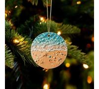 Ocean Starfish Christmas Ornaments - Xmas Tree Hanging Ornaments, Personalized Acrylic Circular Christmas Pendant for Holiday Keepsake Gifts