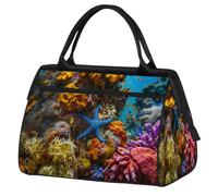 Ocean Starfish Coral Travel Duffle Bag for Women Men Kids Boys Girls Weekend Overnight Bags 24 L Holdall Tote Cabin Bag for Sports Gym Yoga
