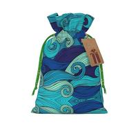 Ocean Stripe Pattern Print Christmas Bag Holiday Present Sack Xmas For Seasonal Decor Gift Wrapping