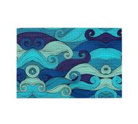 Ocean stripe pattern Printed Adult Fun Puzzle wooden puzzle in a plastic box with letters printed on the back home decor party toy