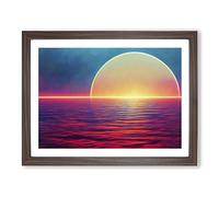 Ocean Sun Abstract H1022 Framed Print for Living Room Bedroom Home Office Décor, Wall Art Picture Ready to Hang, Walnut A4 Frame (34 x 25 cm)