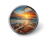 Ocean Sunrise Button Pin,exquisite Round Badge Custom Badge Pins Kit Funny Gifts for Couples, Friends, Clothing Accessories, 3 Styles