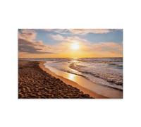 Ocean Sunset Canvas Wall Art Poster Tropical Sands Beach Artwork Nature Sea Waves Picture Contemporary Large Coastal Seaside Scenery Seascape Painting Prints for Bathroom Living Room Room Aesthetic Pr
