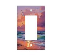 Ocean Sunset Light Switch Cover Plate/Outlet Covers, Vibrant Coral Sky for Coastal Decor, Thermoplastic Wall Plates, Standard Size Single Rocker