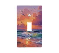 Ocean Sunset Light Switch Cover Plate/Outlet Covers, Vibrant Coral Sky for Coastal Decor, Thermoplastic Wall Plates, Standard Size Single Toggle
