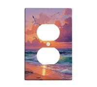 Ocean Sunset Light Switch Cover Plate/Outlet Covers, Vibrant Coral Sky for Coastal Decor, Thermoplastic Wall Plates, Standard Size Single Duplex Outlet