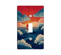 Ocean Sunset Light Switch Cover Plates/Outlet Covers, Blue Waves and Red Sky for Wall Decor, Thermoplastic Wall Plates, Standard Size Single Toggle