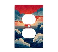 Ocean Sunset Light Switch Cover Plates/Outlet Covers, Blue Waves and Red Sky for Wall Decor, Thermoplastic Wall Plates, Standard Size Single Duplex Outlet