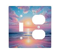 Ocean Sunset Light Switch Cover Plates/Outlet Covers, Peach and Blue Coastal Waves for Home Decor, Thermoplastic Wall Plates, Standard Size Toggle Duplex