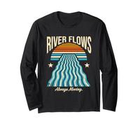 Ocean Sunset River Flows Always Moving Retro Long Sleeve T-Shirt