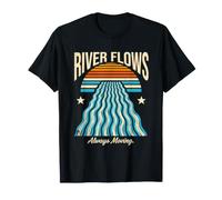 Ocean Sunset River Flows Always Moving Retro T-Shirt