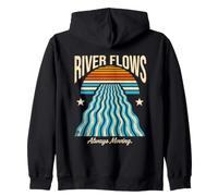 Ocean Sunset River Flows Always Moving Retro Zip Hoodie