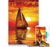 Ocean Sunset Sailboat 1000 Piece Jigsaw Puzzles for Teenagers Jigsaw Logic Ability Toy Soft Relax Accurate Cut Cherished Gift (38x26cm)