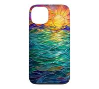 Ocean Sunset Stained Glass Tropical Beach Nautical Summer Case for iPhone 13