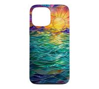 Ocean Sunset Stained Glass Tropical Beach Nautical Summer Case for iPhone 13 Pro Max
