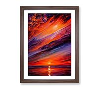 Ocean Sunset View Framed Wall Art Print A2 Walnut