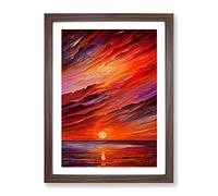 Ocean Sunset View No.7 Framed Print for Living Room Bedroom Home Office Décor, Wall Art Picture Ready to Hang, Walnut A4 Frame (34 x 25 cm)
