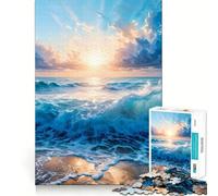 Ocean Sunset Waves Jigsaw Puzzles1000 Pieces Mind Skill Toy Soothing Play Precision Cut Art Collection Piece (38x26cm)