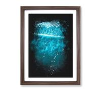 Ocean Surf Paint Splash Modern Framed Print | A3 Walnut Framed Wall Art | Ready to Hang | Modern Nautical Picture | Living Room Bedroom Lounge Office