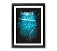 Ocean Surf Paint Splash Modern Framed Wall Art Print, Ready to Hang Picture for Living Room Bedroom Home Office Décor, Black A3 (34 x 46 cm)