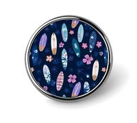 Ocean Surfing Surfboard Round Badge Button Pins Custom Brooches Lapel Pins for Women Men Clothing Decoration