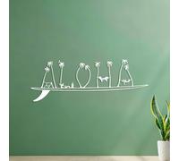 Ocean Surfing Waves Palm Trees Summer Aloha Waves Surfboard Beach Engraving Stickers Multi Color Selection 30x84.3cm White