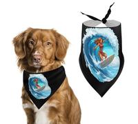 Ocean Surfing Woman Dog Bandanas Print Triangle Scarf Adjustable Dog Bibs Handkerchief Holiday Party Costumes
