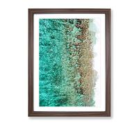 Ocean & The Beach In The Maldives In Abstract Modern Framed Wall Art Print, Ready to Hang Picture for Living Room Bedroom Home Office Décor, Walnut A3 (34 x 46 cm)