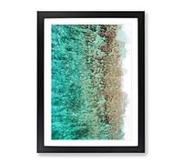 Ocean & The Beach In The Maldives In Abstract Modern Framed Wall Art Print, Ready to Hang Picture for Living Room Bedroom Home Office Décor, Black A3 (34 x 46 cm)