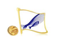 Ocean The Blue Whale Huge Golden Metal Flag Lapel Pin Badge