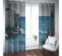 Ocean Theme Curtains Bay Sea Wave E Spindrift Famous Painting Prints Blackout Curtains for Teen Bedroom Living Room Decor Thermal Insulated W46xL54in 2 Panels