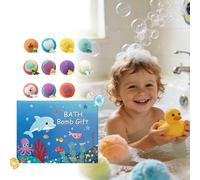 Ocean Theme Kids Bath Bombs with Surprise Spring Toys Inside, 12 Pack Large Bubble Fizzy Bath Balls for Boys and Girls, Gentle Skin Care Easter Basket Stuffers Birthday Party Favors Gift Set