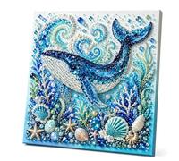 Ocean Theme Pearl Art DIY Kit, Blue Ringed Octopus 3D Diamond Painting Crafts for Adults, Diamond Pearl Painting Kit Wall Art, DIY Pearl Mosaic Craft Set for Beginner, Coastal Home Decor (Whale)