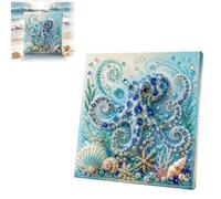 Ocean Theme Pearl Art DIY Kit, Blue Ringed Octopus 3D Diamond Painting Crafts for Adults, Diamond Pearl Painting Kit Wall Art, DIY Pearl Mosaic Craft Set for Beginner, Coastal Home Decor ，Blue-A