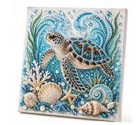 Ocean Theme Pearl Art DIY Kit, Blue Ringed Octopus 3D Diamond Painting Crafts for Adults, Diamond Pearl Painting Kit Wall Art, DIY Pearl Mosaic Craft Set for Beginner, Coastal Home Decor (Sea Turtle)