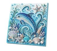 Ocean Theme Pearl Art DIY Kit, Dolphin Diamond Art, Coastal Decor Wall Art | Ocean Diamond Art Pearl Kit, Pearls Diamonds Painting Kits for Adults Beginners, DIY Craft Lover Gifts