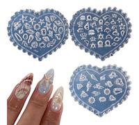 Ocean Theme Silicone Nail Art Molds, Heart-Shaped Seashell Starfish Design, 3D Manicure Templates, Blue, 3 Piece Set