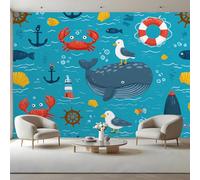 Ocean Theme Wallpaper 150 x 105 cm Cartoon Decorative Photo Wall Murals | Photo Wallpaper Peel and Stick Wall Murals, Large Photo Wallpaper for Living Room Bedroom Dormitory Hotel Themed Rooms