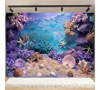 ocean-themed background polyester starfish and shell underwater flag suitable for birthdays and anniversaries 350x240CM