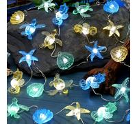 Ocean Themed Decorative Lights String of Marine Life Fairy String Lights Coastal Decor 10ft 30 LEDs Battery Operated with Remote Control for Beach Bedroom Decoration