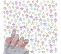 Ocean Themed Nail Charms,200PCS Mixed Starfish Jellyfish Seashell Fish Mermaid Conch Nail Rhinestones Gems,Summer Beach Resin Nail Art Decoration Accessories for Manicure Design DIY Crafts