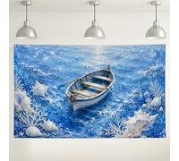 Ocean Themed Wall Backdrop, Nautical Marine Blue Decorative Background, Underwater Scene for Photography Party Decor, Summer Beach Event Supplies 71x43 Inch