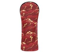 Ocean Thunder Red Gold Golf Cover Premium Leather Waterproof Headcover with Number Tag for Driver & Fairway Woods